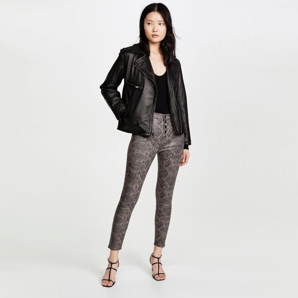 NWT J Brand brown & black snakeskin boa high rise cropped skinny coated jeans - Picture 1 of 15